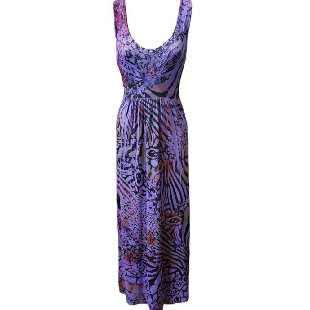 Purple Patterned Maxi Dress